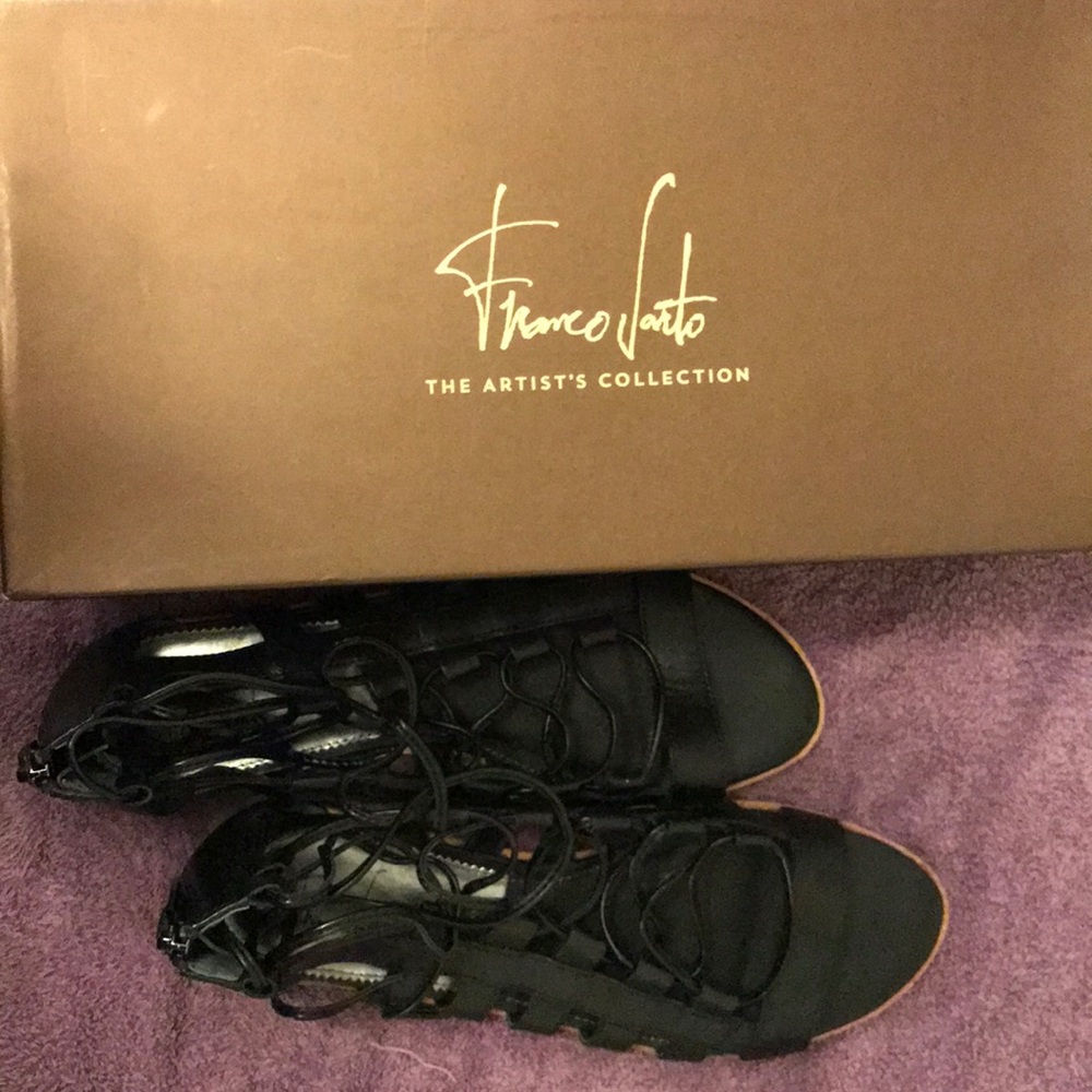 “Franco Sarto” Black leather sandals